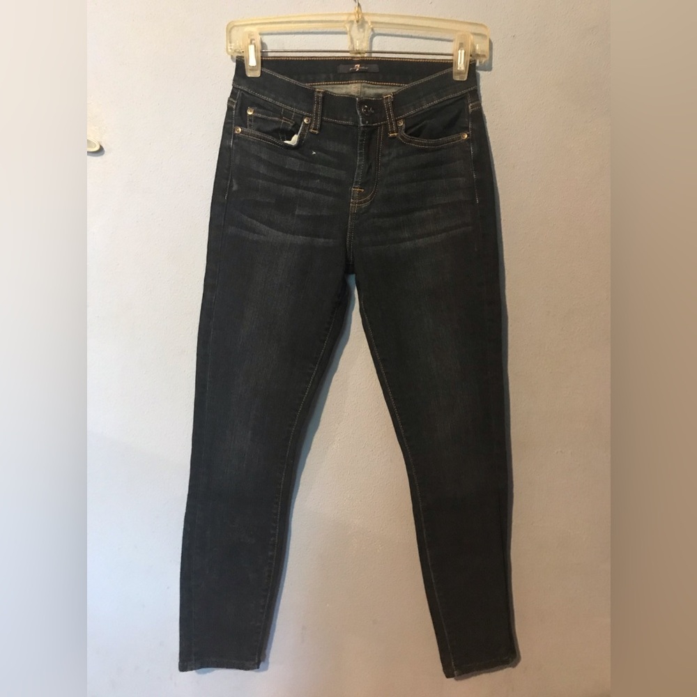 NWOT 7 For All Mankind Gwenevere Ankle Jeans 25 Dark Wash Stretch Highrise NEW